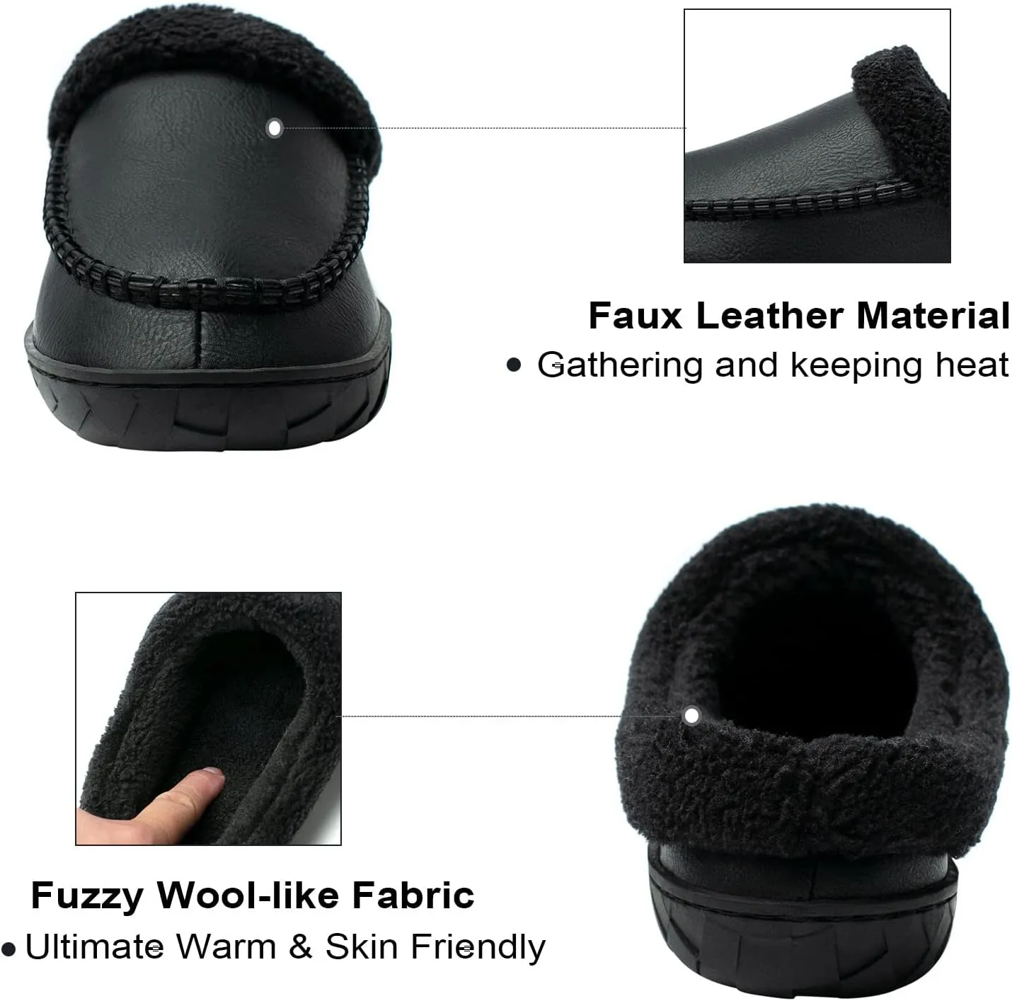 Ranberone Men's Slippers Microsuede Upper Moccasin House Shoes with Fuzzy Plush Lining Indoor and Outdoor