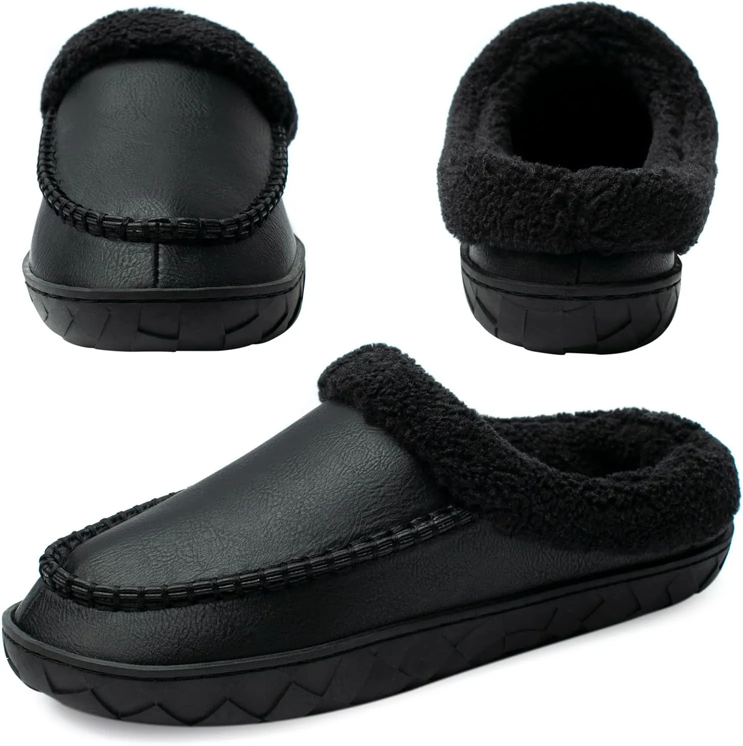 Ranberone Men's Slippers Microsuede Upper Moccasin House Shoes with Fuzzy Plush Lining Indoor and Outdoor