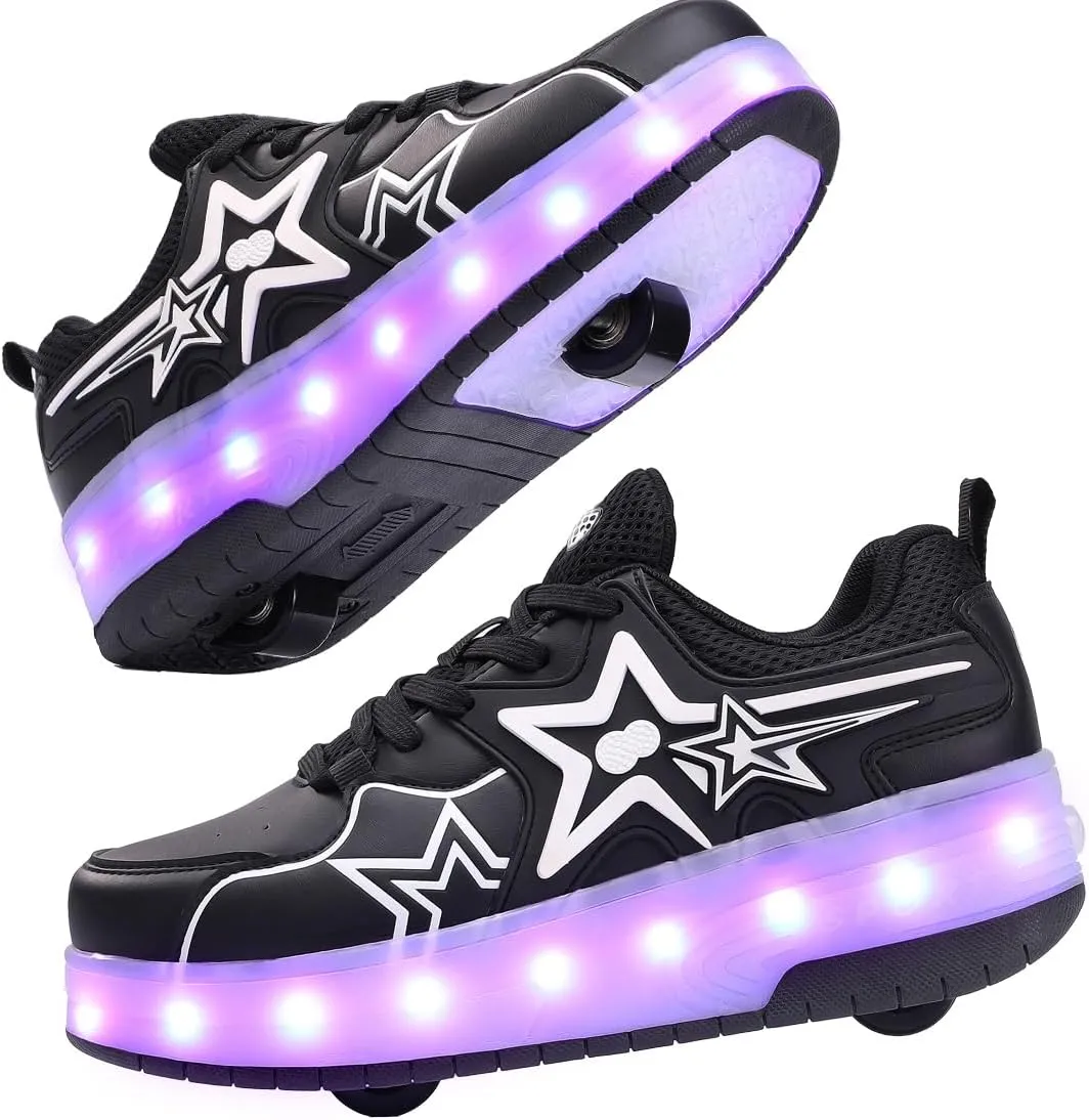 Retractable Roller Shoes & Girl Sneaker, Adjustable Roller Skates Suitable for School and Outdoor Activities