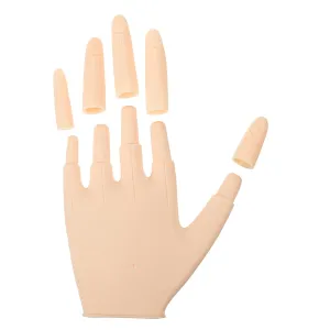 Reusable Silicone Nail Practice Hand with Flexible Joints Realistic Fingernail Trainer for Nails for Home and Salon Use for Beginners and Professionals