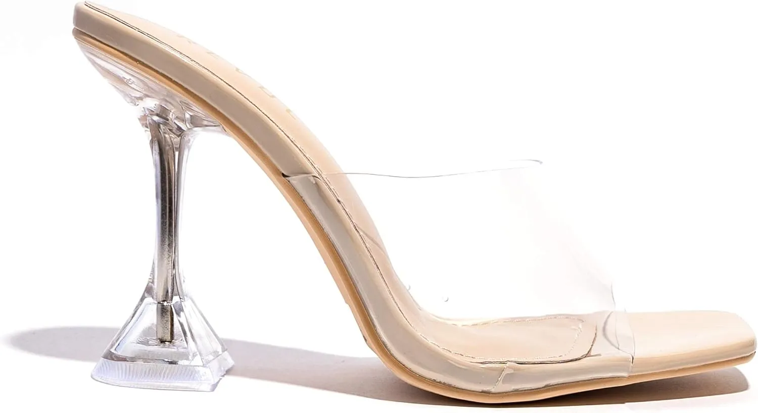 REVOL Perpex Heel Ankle Strap Adjustable Buckle Lucite Clear Block Chunky High Heel Open Toe Sandal