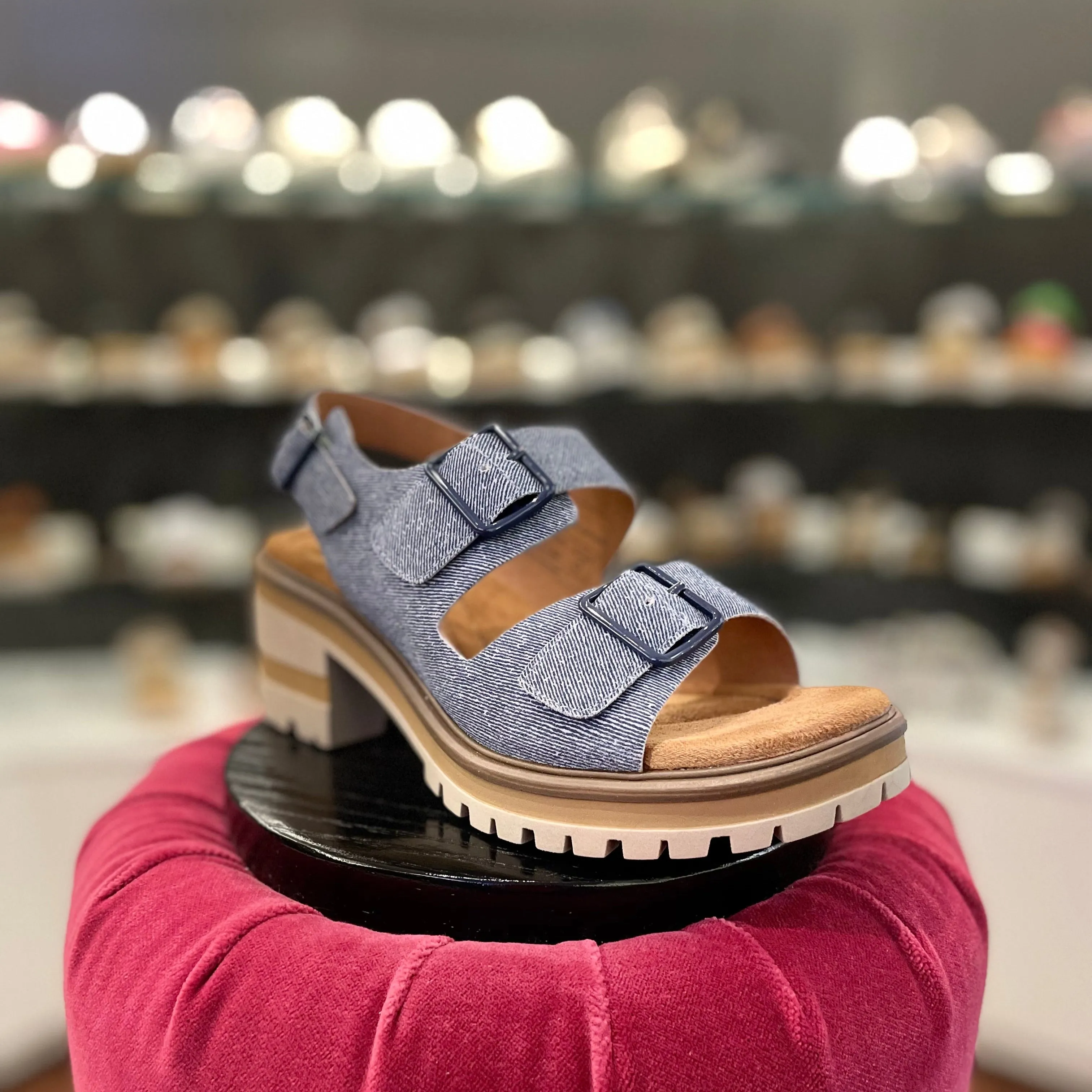 Salvia Honey Stacked Heel Sandal