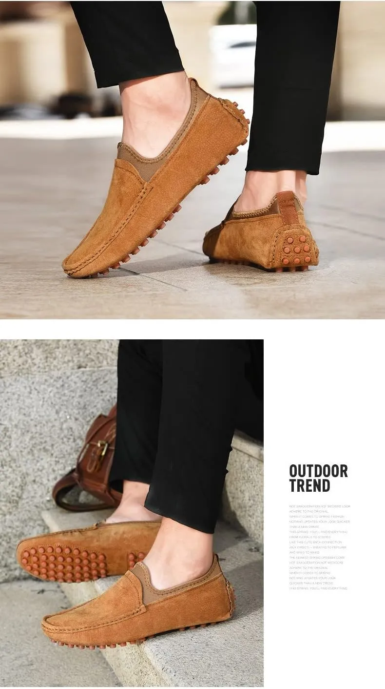 Santimon Men's Driving Penny Loafers Suede Moccasins Slip On Casual Dress Boat Shoes