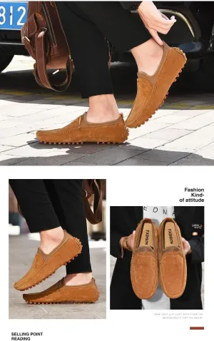 Santimon Men's Driving Penny Loafers Suede Moccasins Slip On Casual Dress Boat Shoes