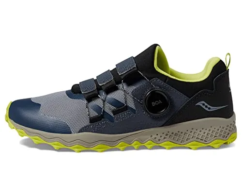 Saucony Peregrine 12 Shield BOA Hiking Shoe, Navy/Green, 3.5 Wide US Unisex Big_Kid