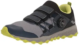 Saucony Peregrine 12 Shield BOA Hiking Shoe, Navy/Green, 3.5 Wide US Unisex Big_Kid