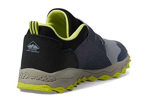 Saucony Peregrine 12 Shield BOA Hiking Shoe, Navy/Green, 3.5 Wide US Unisex Big_Kid