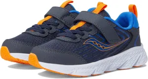 Saucony Wind 3.0 Alternative Closure (Little Big Kid) Sneaker, Navy/Peel, 5.5 Wide US Unisex