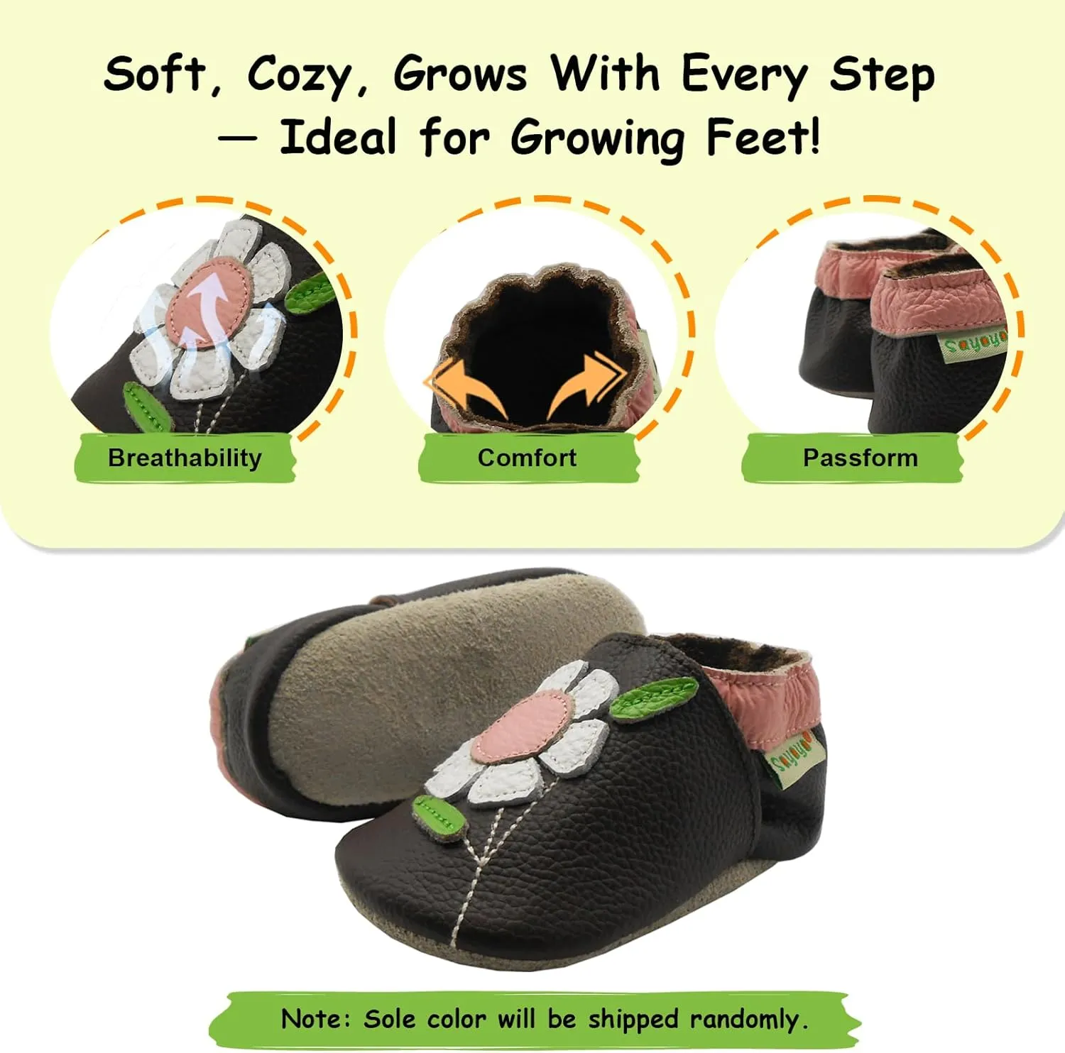 SAYOYO Baby Shoes Soft Leather Sole Infant Toddler Prewalker Shoes