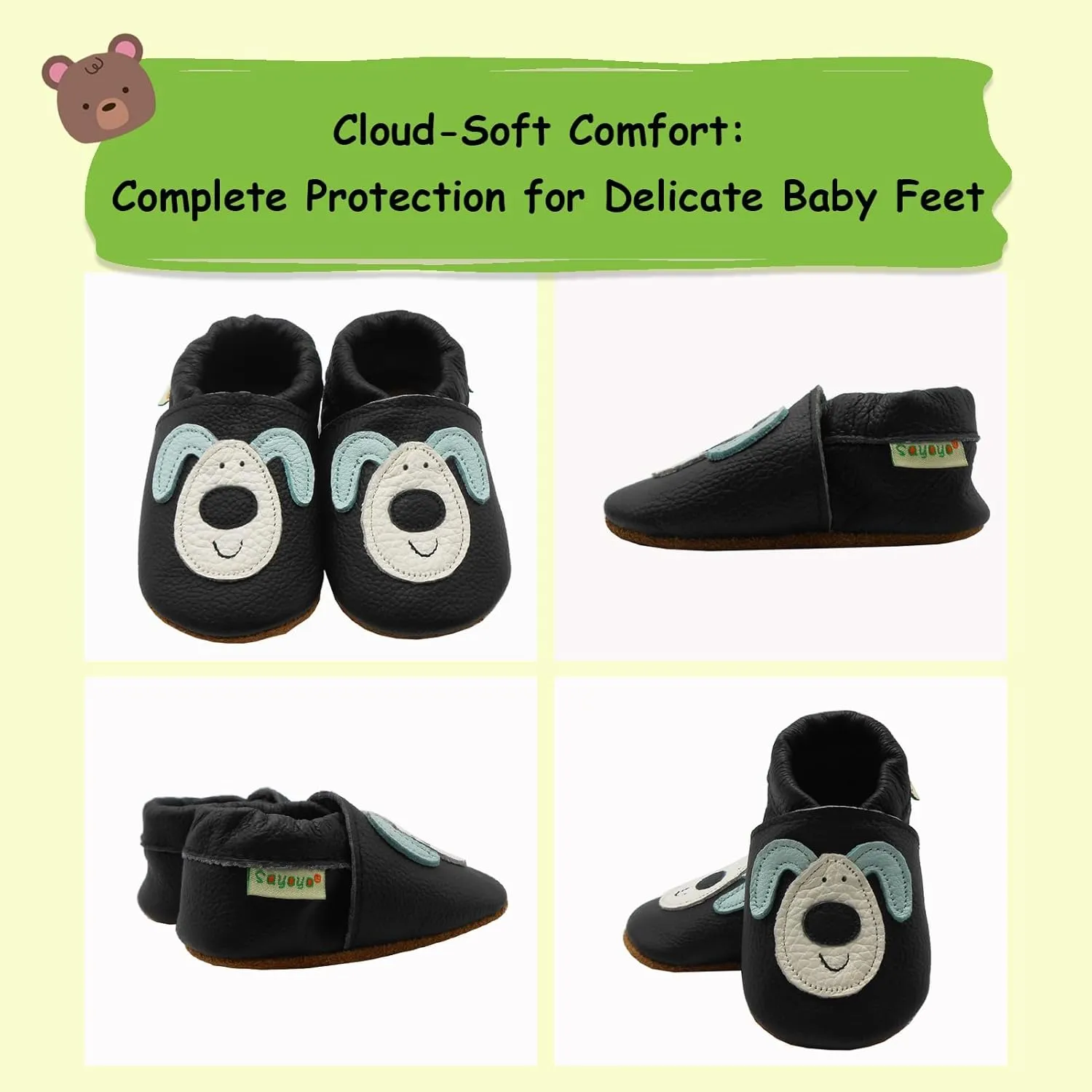 SAYOYO Baby Shoes Soft Leather Sole Infant Toddler Prewalker Shoes
