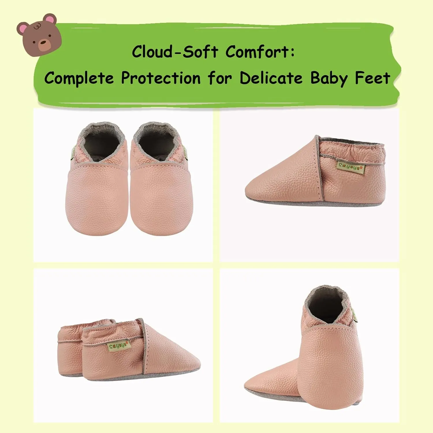 SAYOYO Baby Soft Sole Prewalkers Baby Toddler Shoes Leather Infant Shoes Dark Grey
