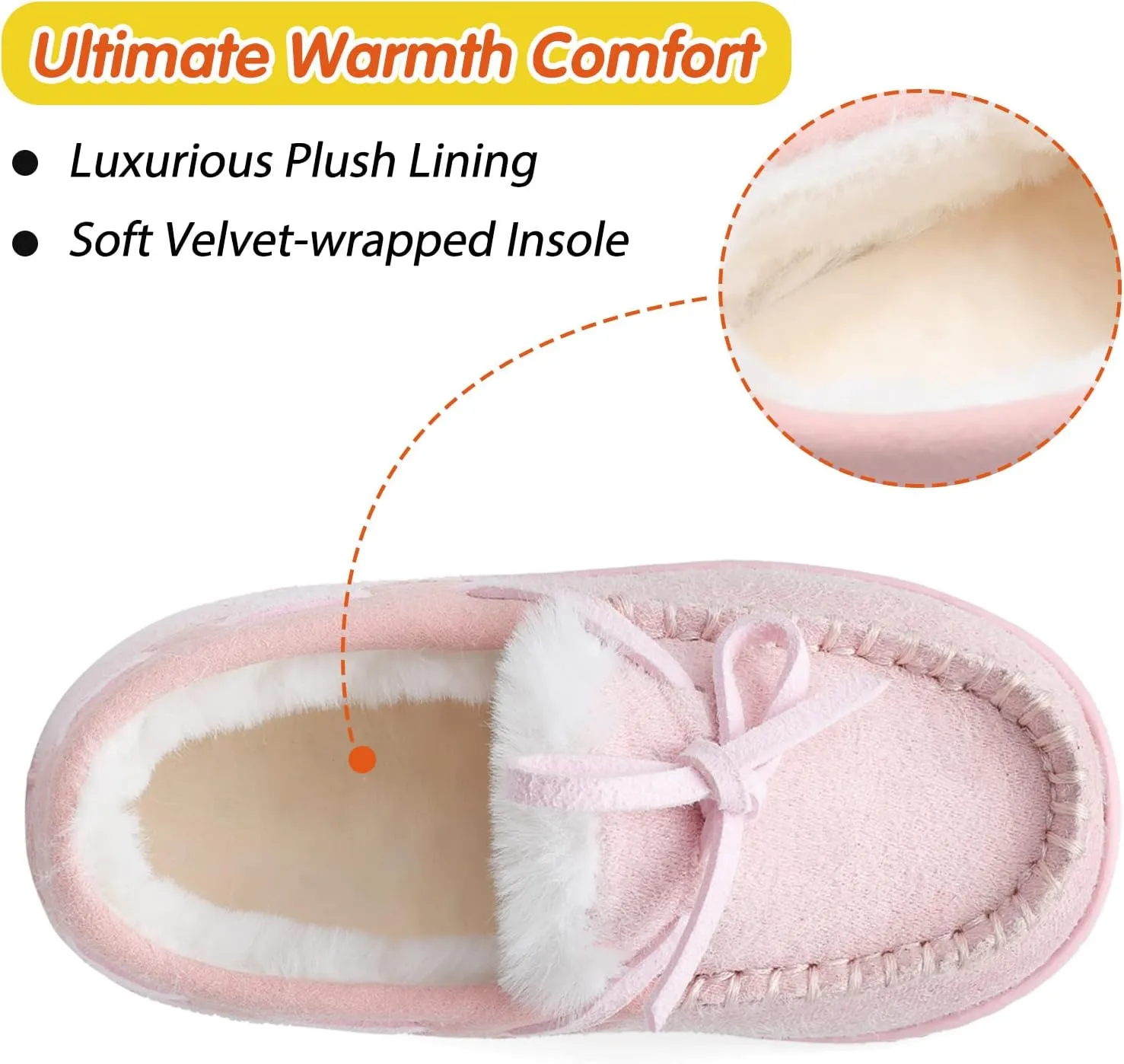 Scurtain Unisex Kids Toddler Slippers Suede Moccasin Slippers for Boys Girls Baby Lined with Warm Fur