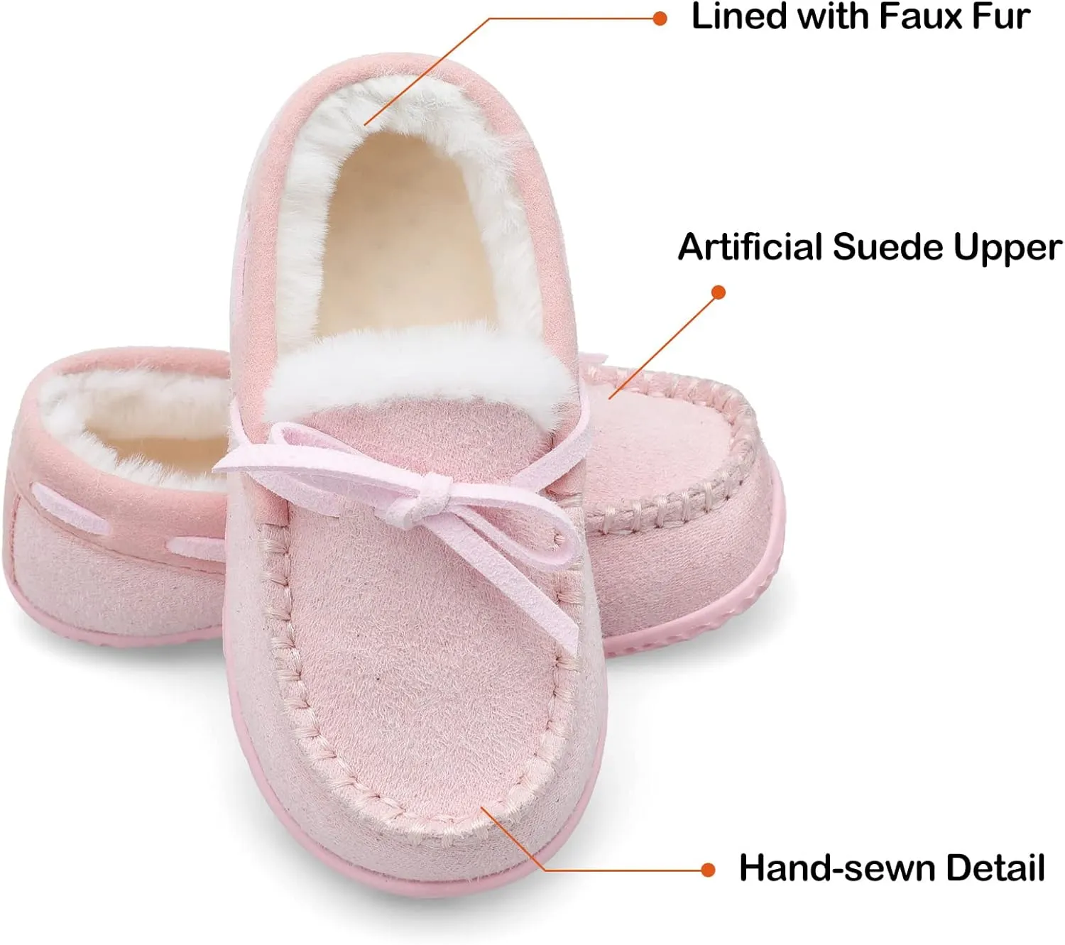 Scurtain Unisex Kids Toddler Slippers Suede Moccasin Slippers for Boys Girls Baby Lined with Warm Fur