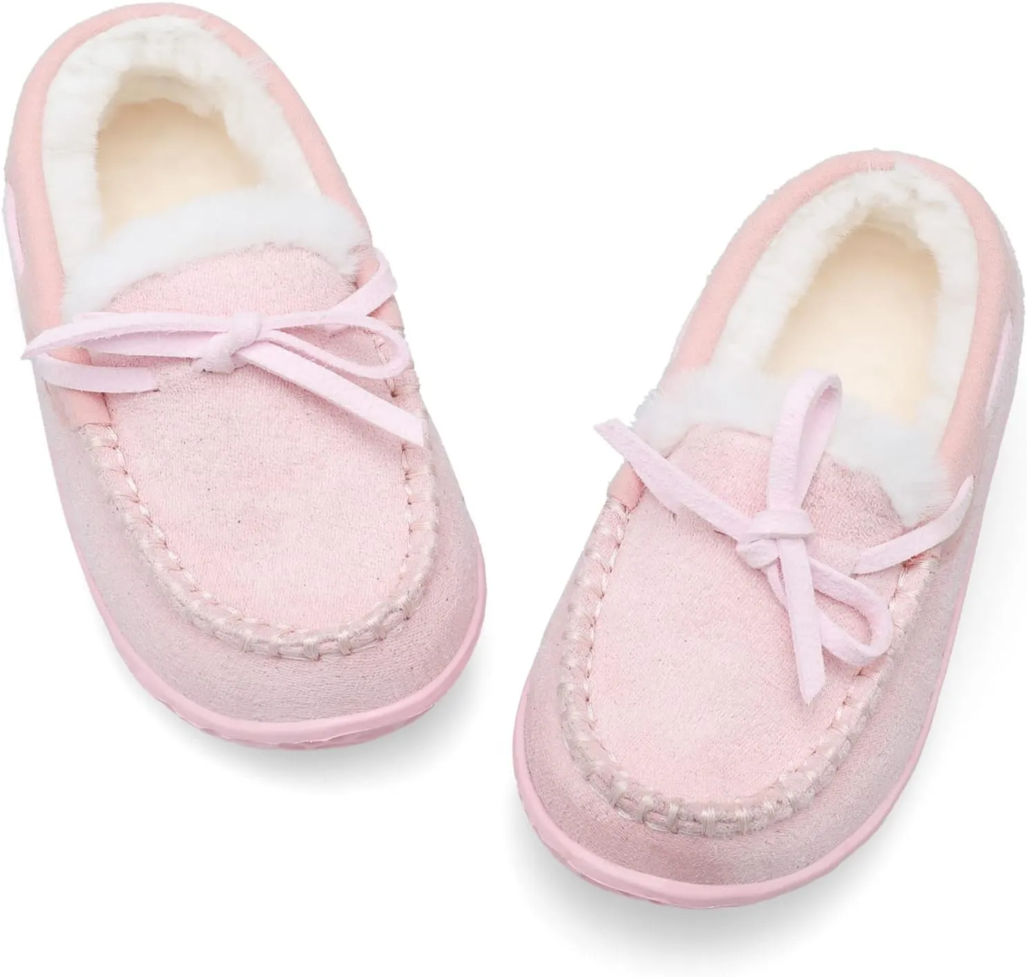Scurtain Unisex Kids Toddler Slippers Suede Moccasin Slippers for Boys Girls Baby Lined with Warm Fur