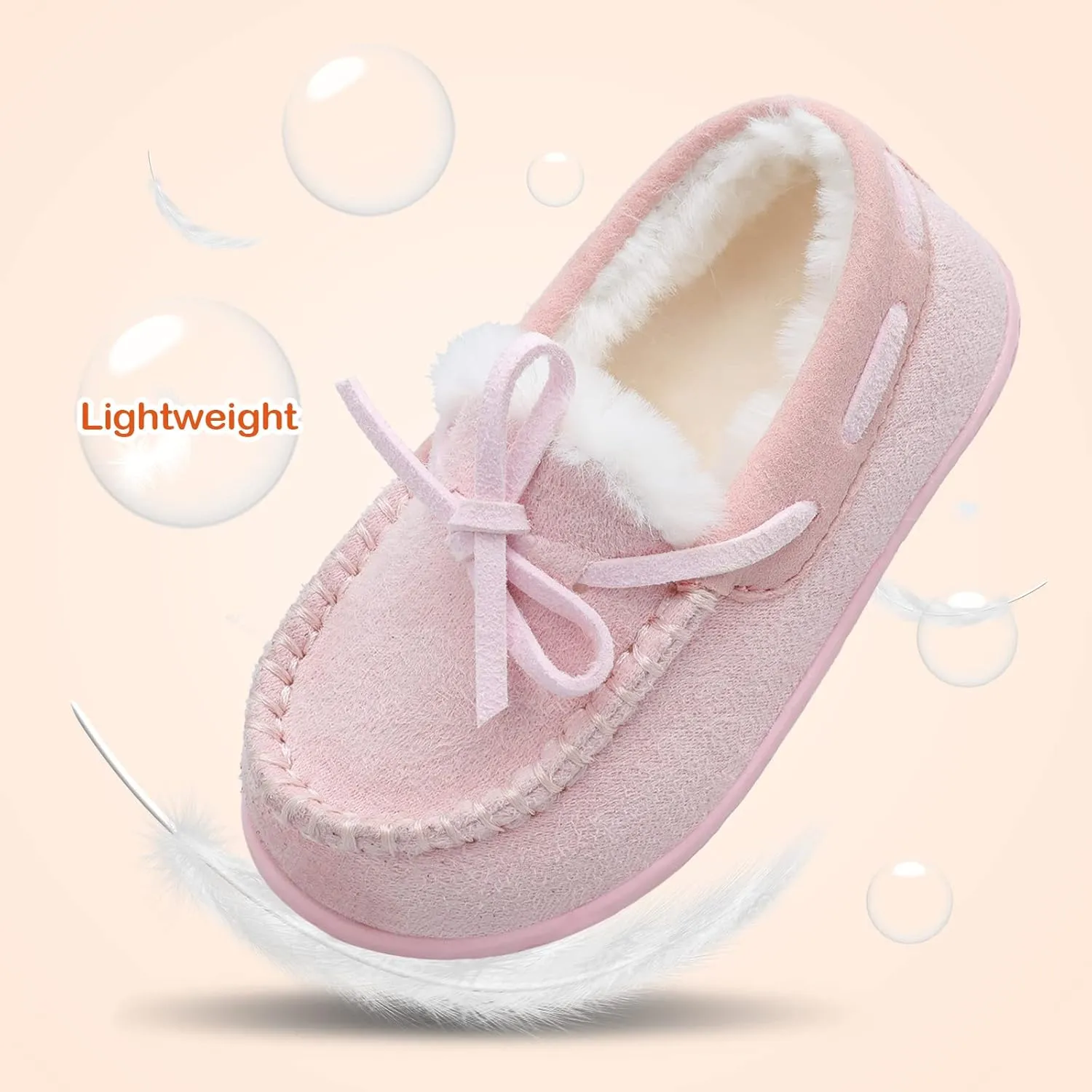 Scurtain Unisex Kids Toddler Slippers Suede Moccasin Slippers for Boys Girls Baby Lined with Warm Fur