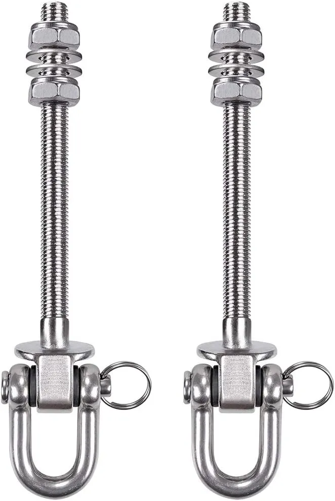SELEWARE Set of 2 Heavy Duty Swing Hanger 1800LB Capacity, M10 x 9.3" Swing Bolts, Stainless Steel Swing Hooks for Wood and Steel Beam Yoga Hammock Chair Punching Bag Porch Swing Sets Seat