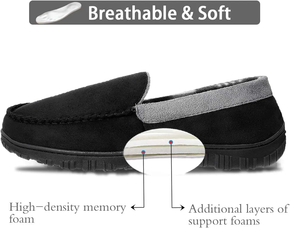 shoeslocker Mens Slippers Microsuede Moccasin Memory Foam House Shoes