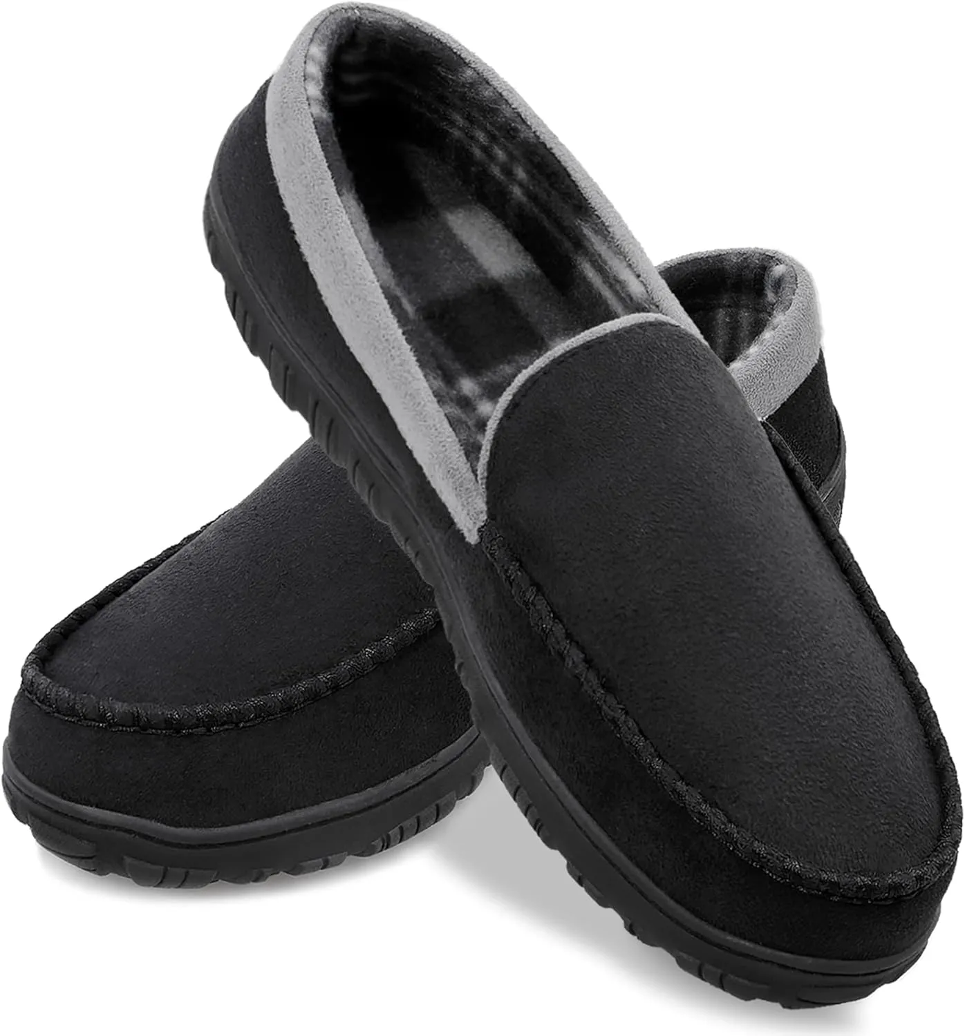 shoeslocker Mens Slippers Microsuede Moccasin Memory Foam House Shoes