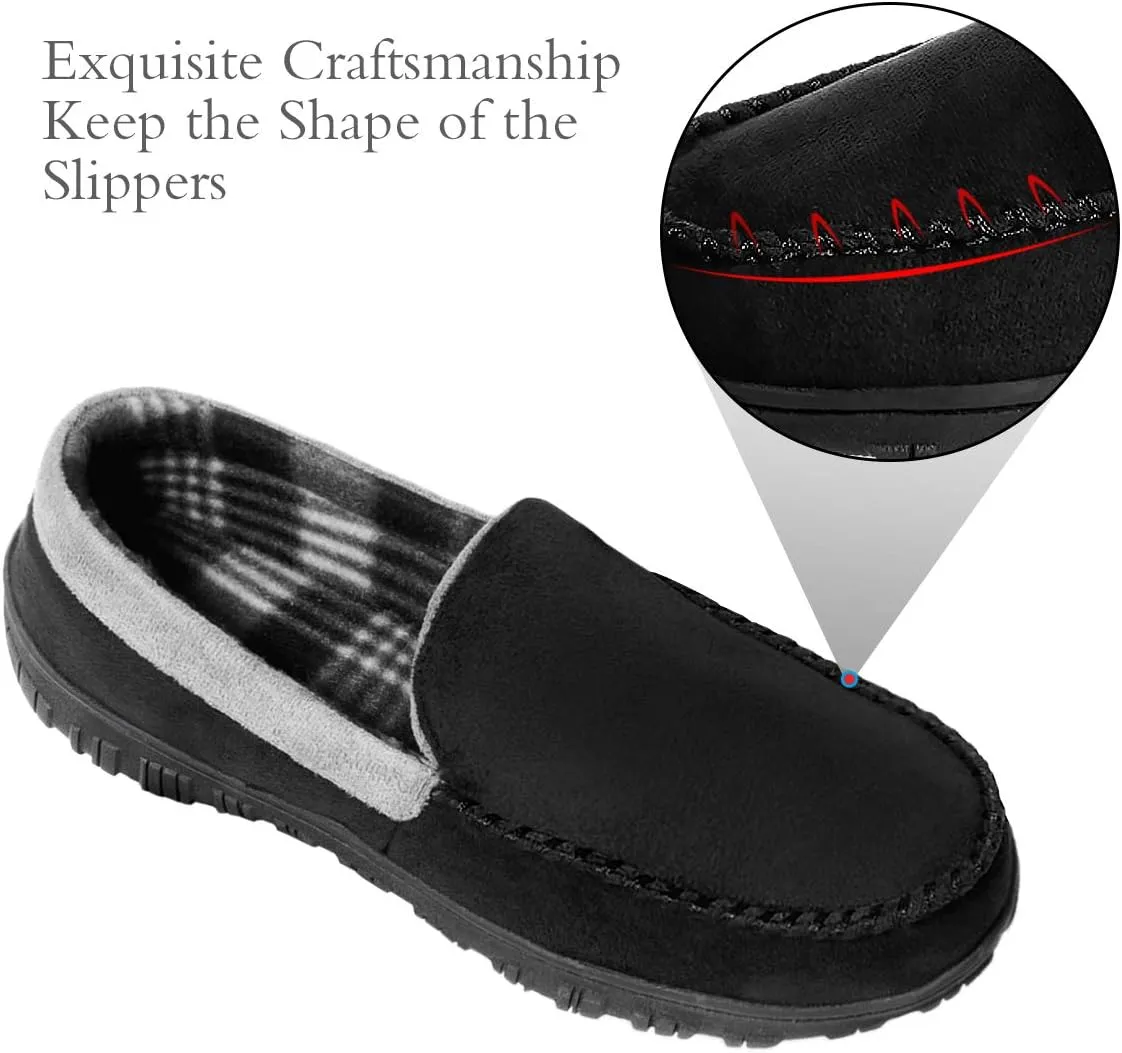 shoeslocker Mens Slippers Microsuede Moccasin Memory Foam House Shoes