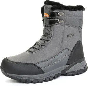 SHULOOK Men's Snow Boots Waterproof Warm Fur Lined Winter Hiking Boot Non-slip Outdoor Ankle High-top Shoes Work Hiker Trekking Trail