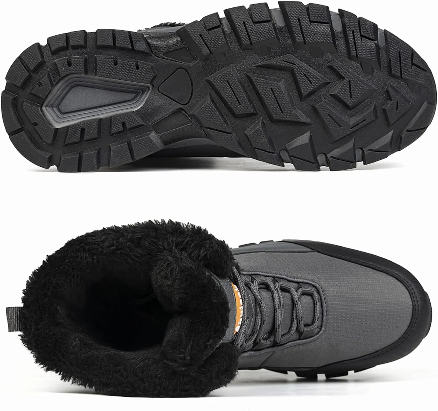SHULOOK Men's Snow Boots Waterproof Warm Fur Lined Winter Hiking Boot Non-slip Outdoor Ankle High-top Shoes Work Hiker Trekking Trail