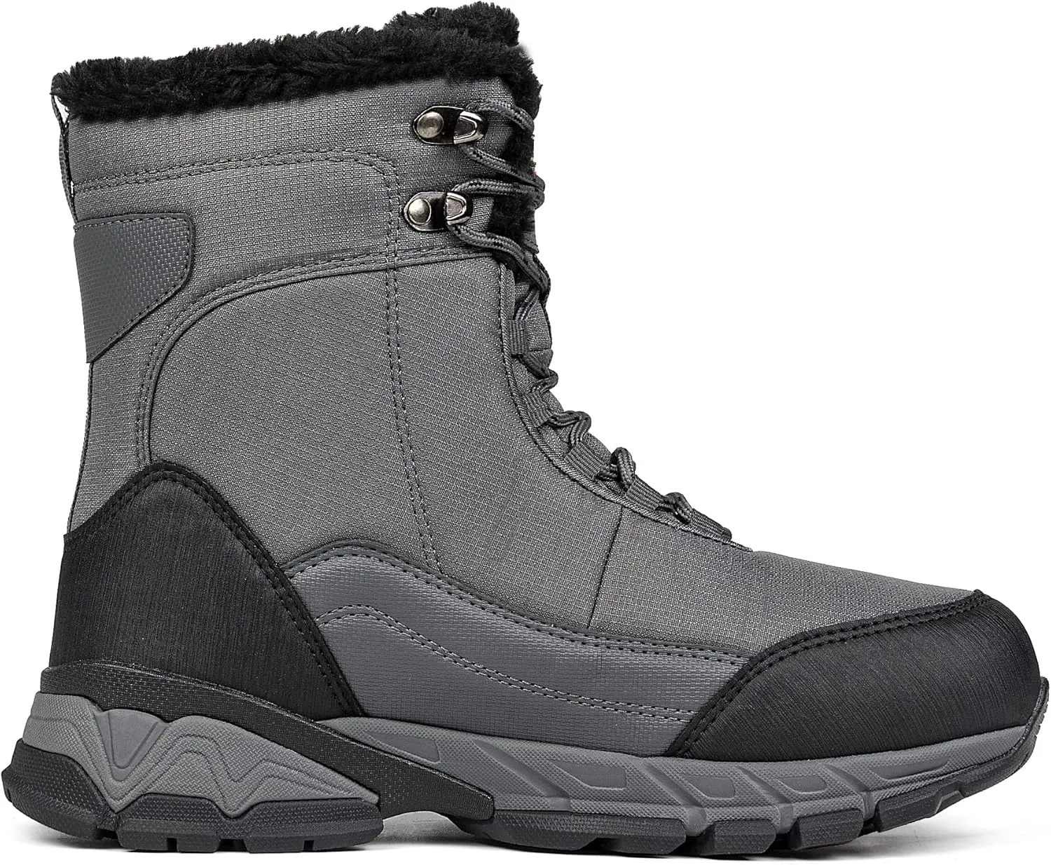 SHULOOK Men's Snow Boots Waterproof Warm Fur Lined Winter Hiking Boot Non-slip Outdoor Ankle High-top Shoes Work Hiker Trekking Trail