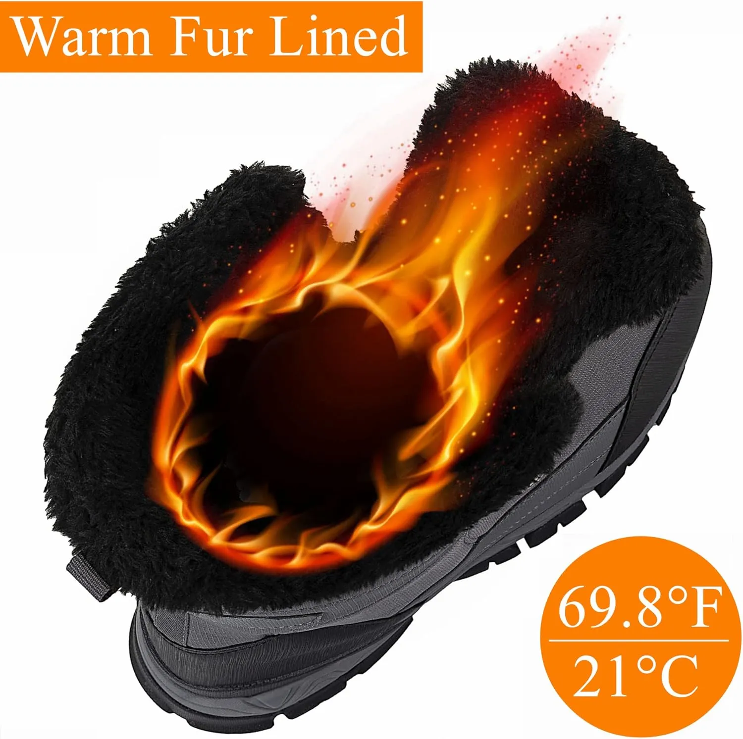 SHULOOK Men's Snow Boots Waterproof Warm Fur Lined Winter Hiking Boot Non-slip Outdoor Ankle High-top Shoes Work Hiker Trekking Trail