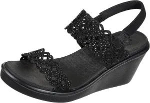 Skechers Women's Rumble on-Sassy DayZ Wedge Sandal, Black/Black, 11 Wide