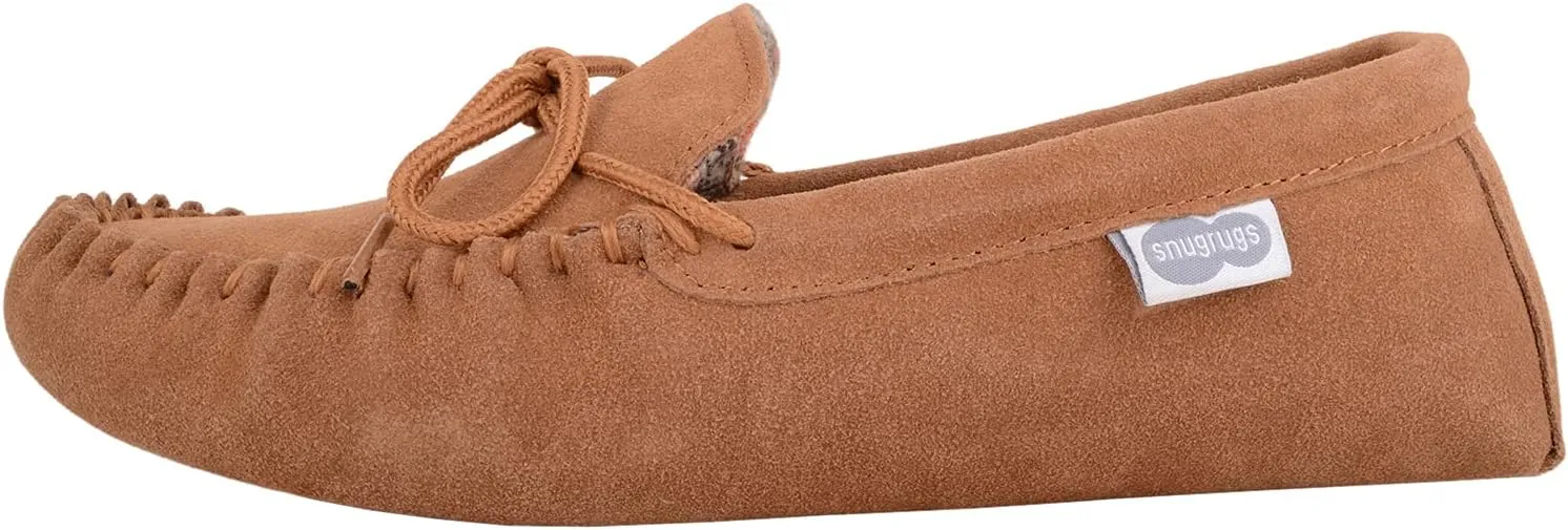 SNUGRUGS Rupert Mens Suede Moccasin Slippers with Cotton Inner and Suede Sole