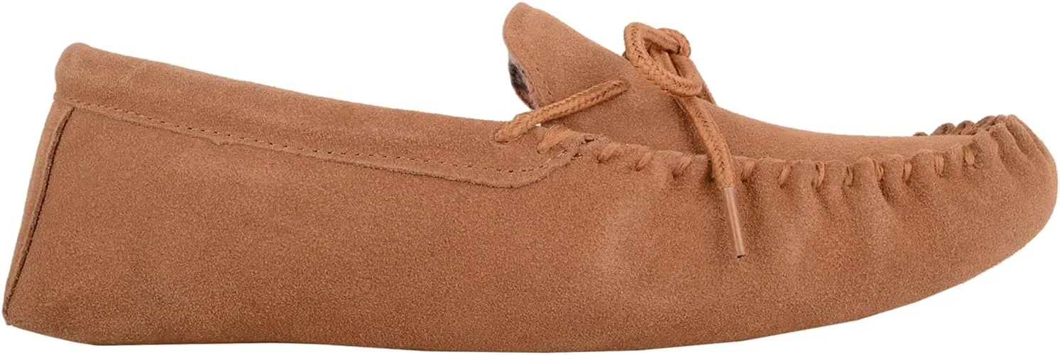 SNUGRUGS Rupert Mens Suede Moccasin Slippers with Cotton Inner and Suede Sole