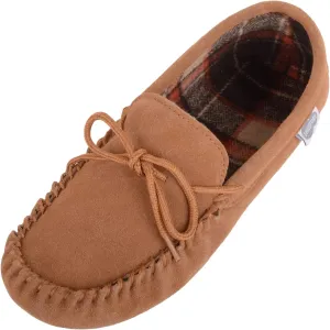 SNUGRUGS Rupert Mens Suede Moccasin Slippers with Cotton Inner and Suede Sole