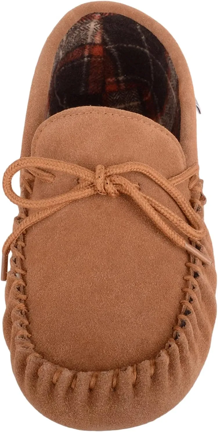 SNUGRUGS Rupert Mens Suede Moccasin Slippers with Cotton Inner and Suede Sole
