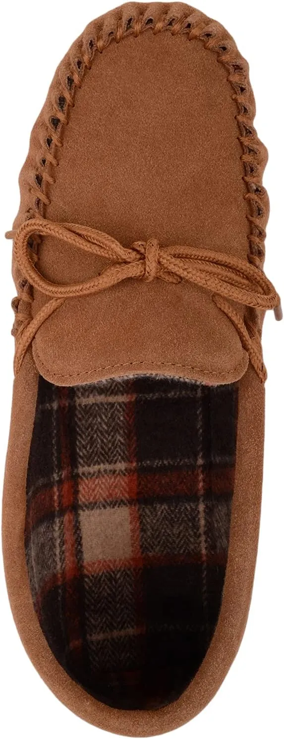 SNUGRUGS Rupert Mens Suede Moccasin Slippers with Cotton Inner and Suede Sole