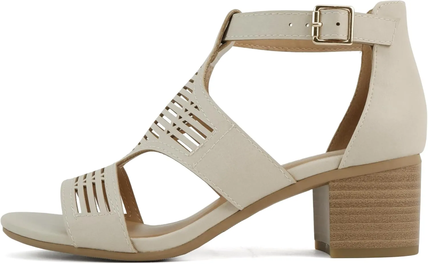 Soda “Norway” ~ Women Open Toe Closed Back Counter Cutout Upper Low Block Heel Sandal with Adjustable Ankle Strap