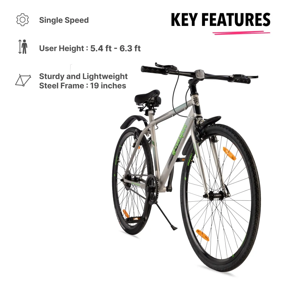 Sonic700CGrey Steel Single Speed 700CCity Bike Free Trainer Sessions, Cycling Event