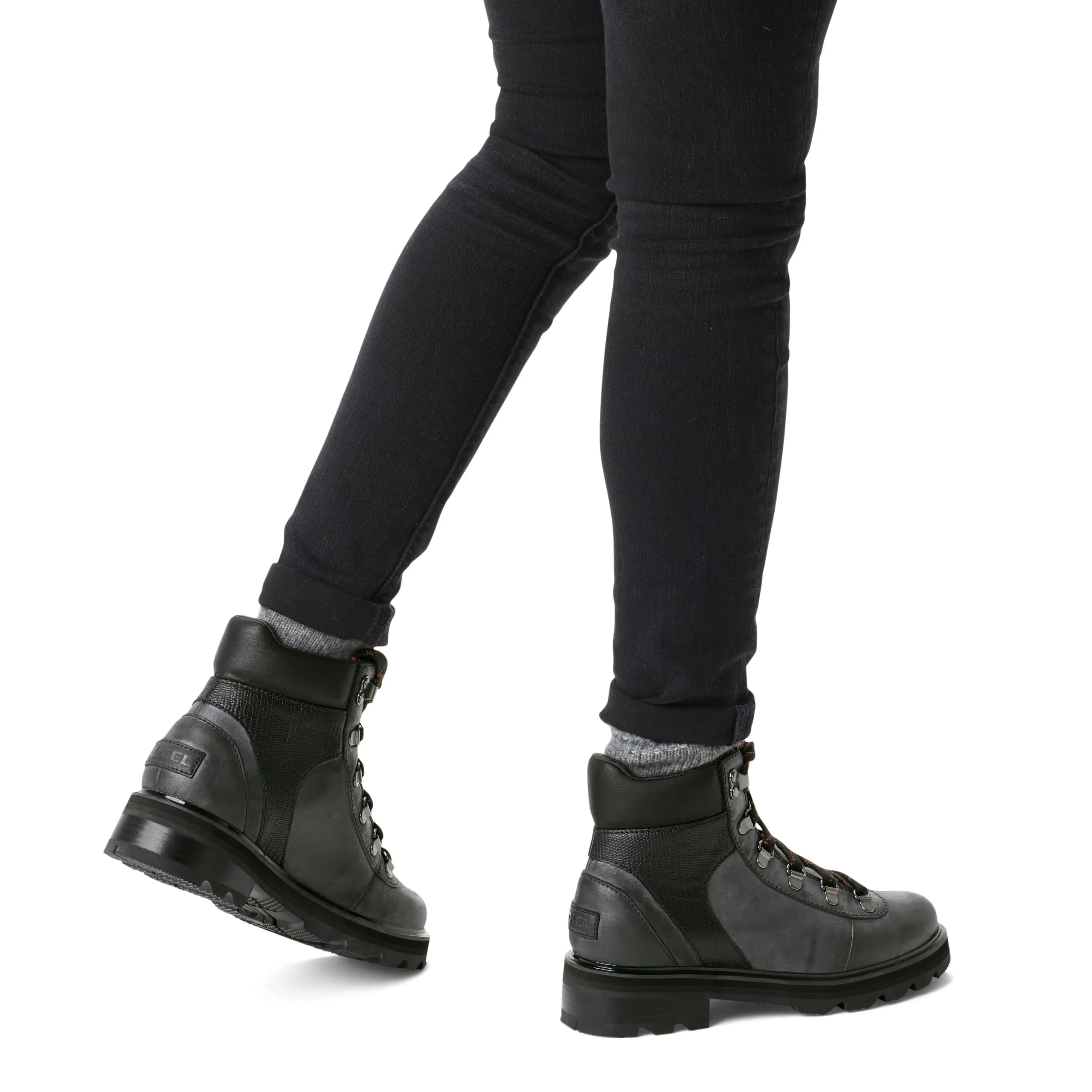 Sorel Women's Lennox Hiker Waterproof Boot - Black, Warp Red - Size 8