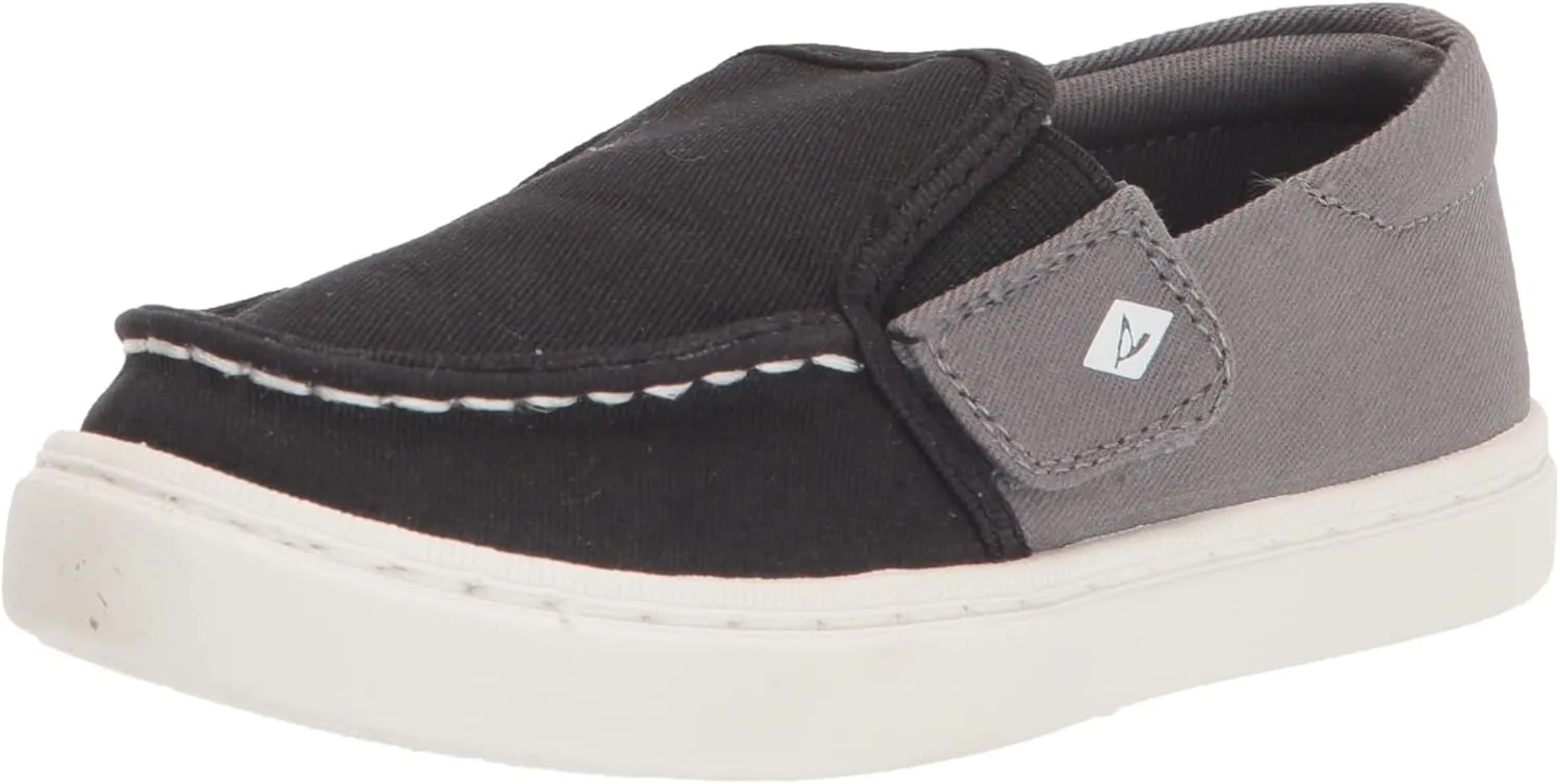Sperry Salty JR. Moccasin, Black/Charcoal, 10 US Unisex Little Kid