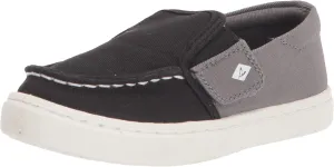 Sperry Salty JR. Moccasin, Black/Charcoal, 10 US Unisex Little Kid
