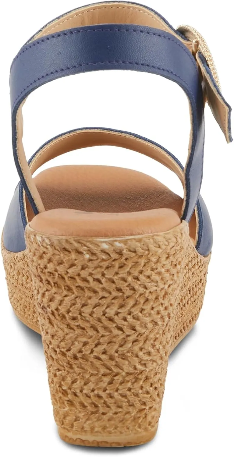 Spring Step ISOLA Women's Wedge Sandals - Secure Buckle Closure, Cushioned Footbed, Luxurious Leather Upper
