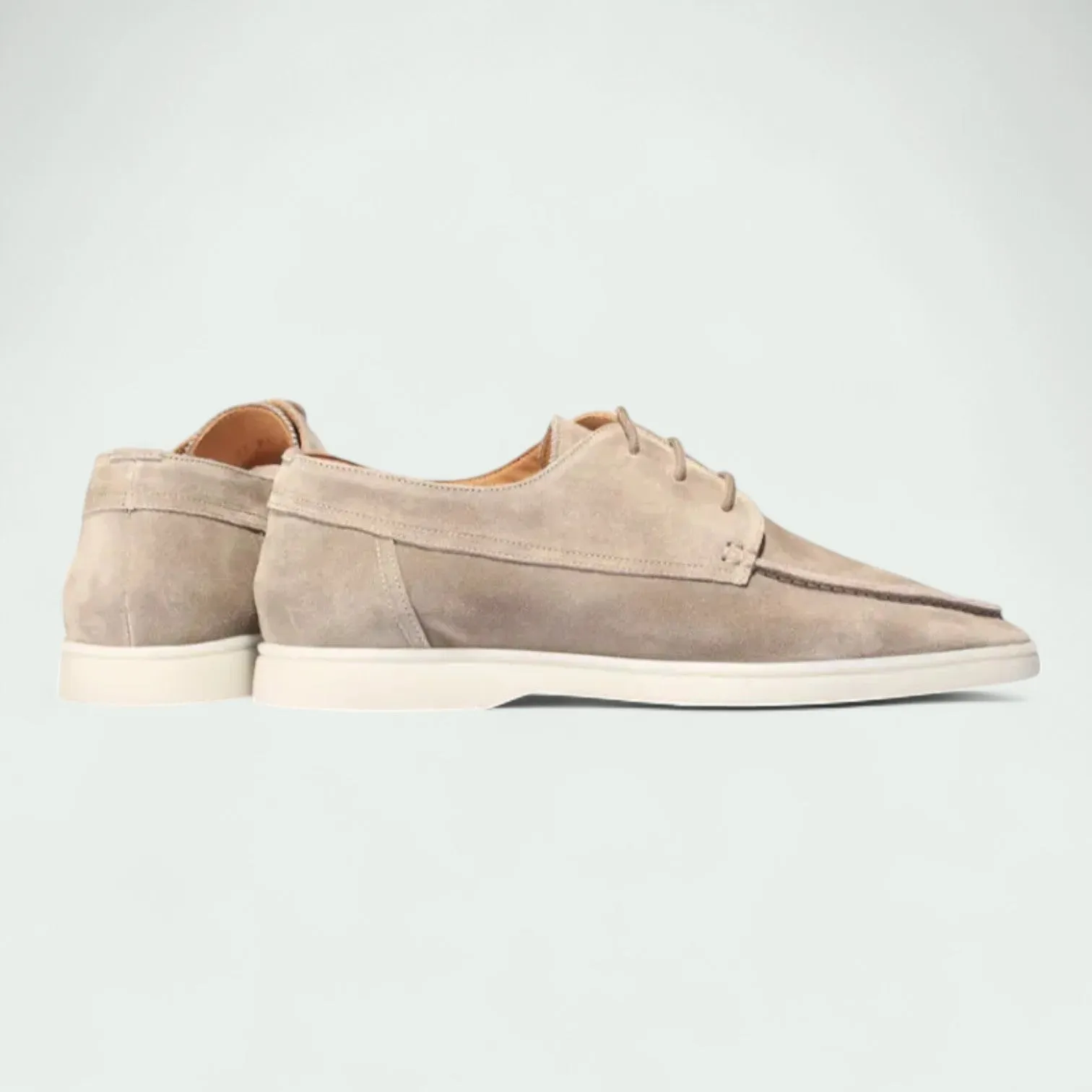 Strazoro | Men's Suede Loafers - Lace-Up Moccasin Design with Flexible Sole
