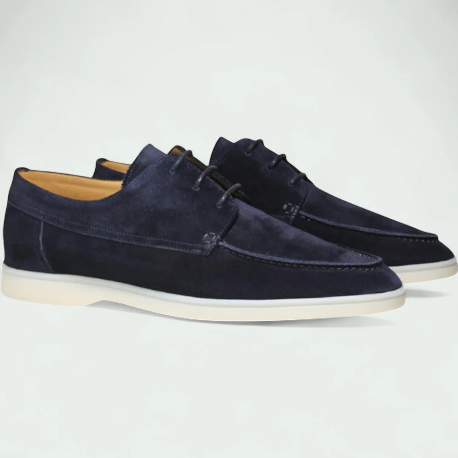 Strazoro | Men's Suede Loafers - Lace-Up Moccasin Design with Flexible Sole