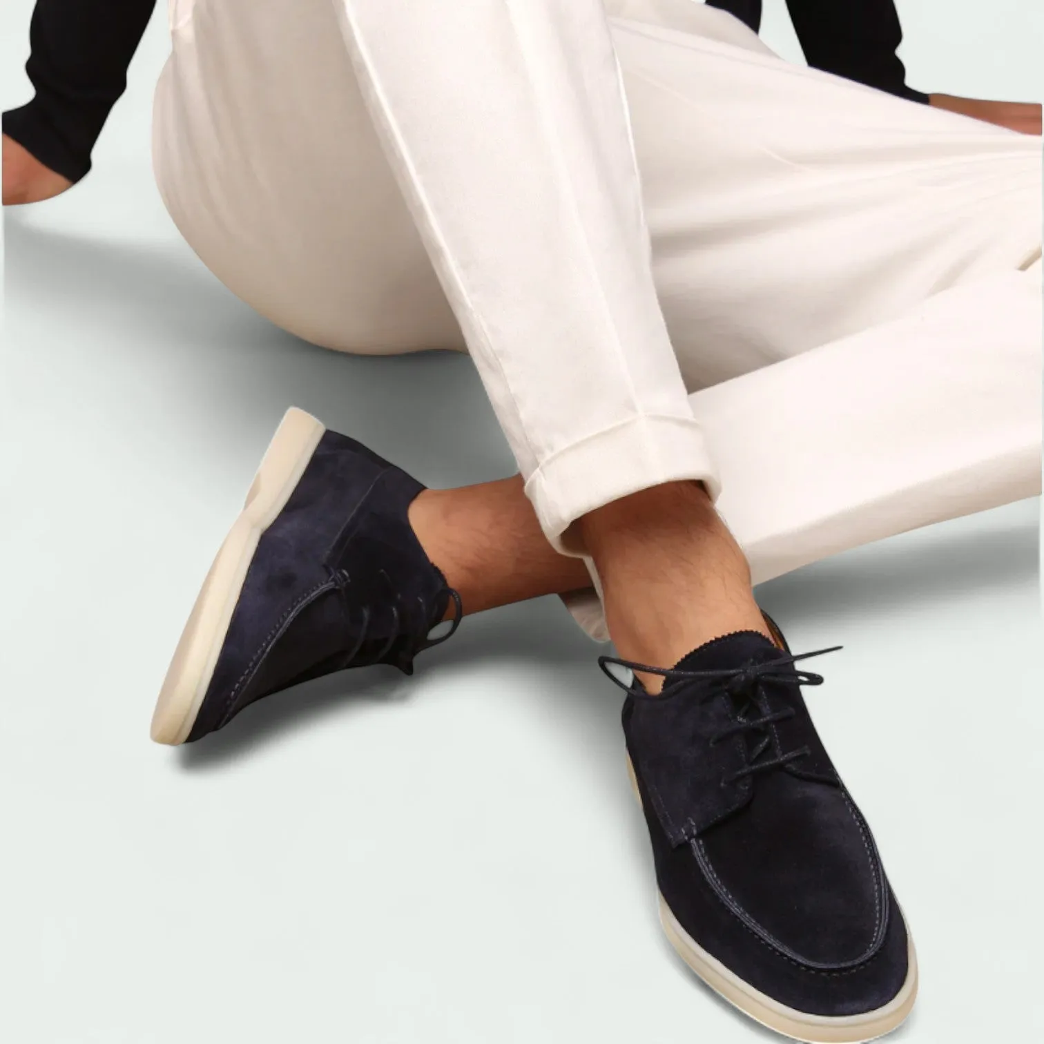 Strazoro | Men's Suede Loafers - Lace-Up Moccasin Design with Flexible Sole