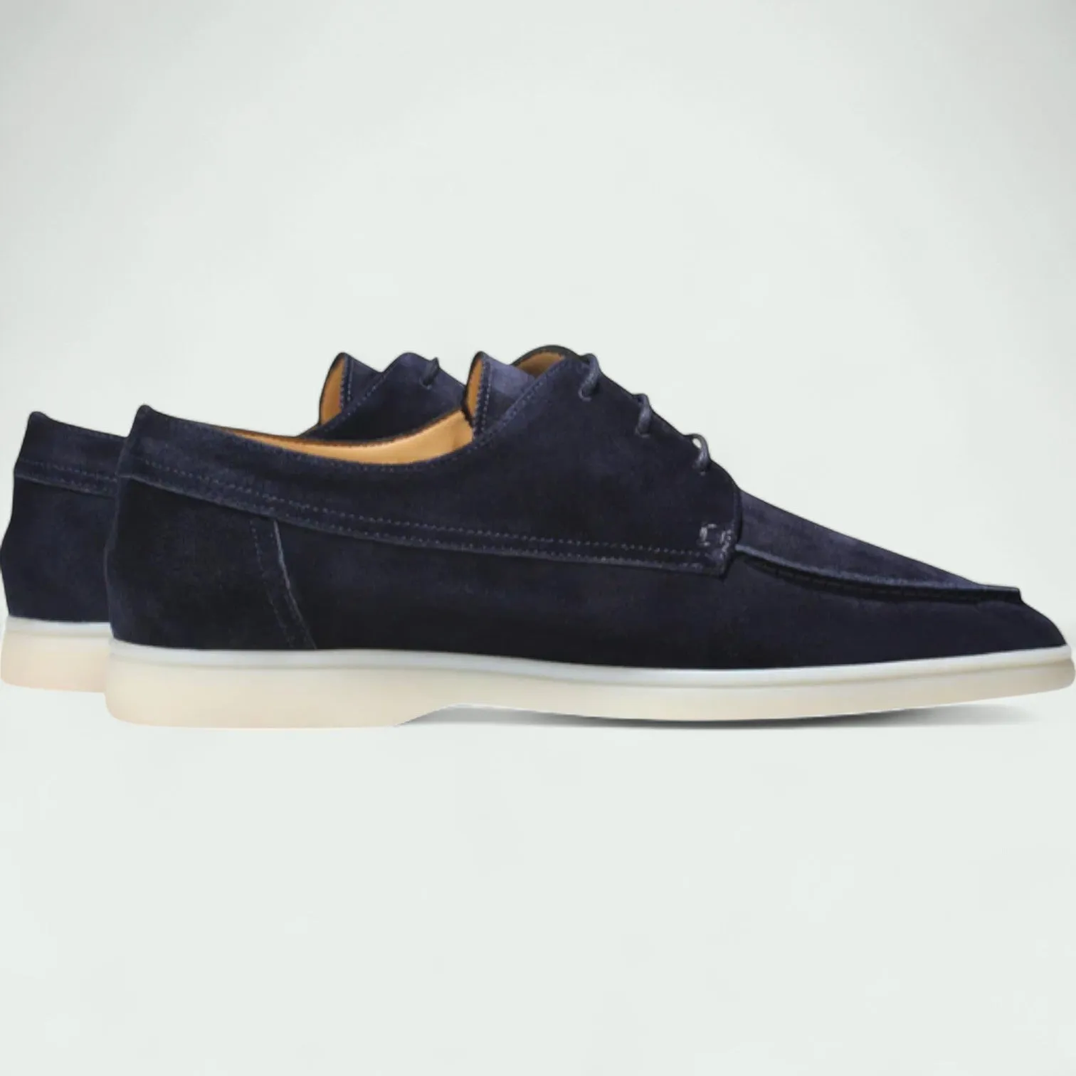 Strazoro | Men's Suede Loafers - Lace-Up Moccasin Design with Flexible Sole