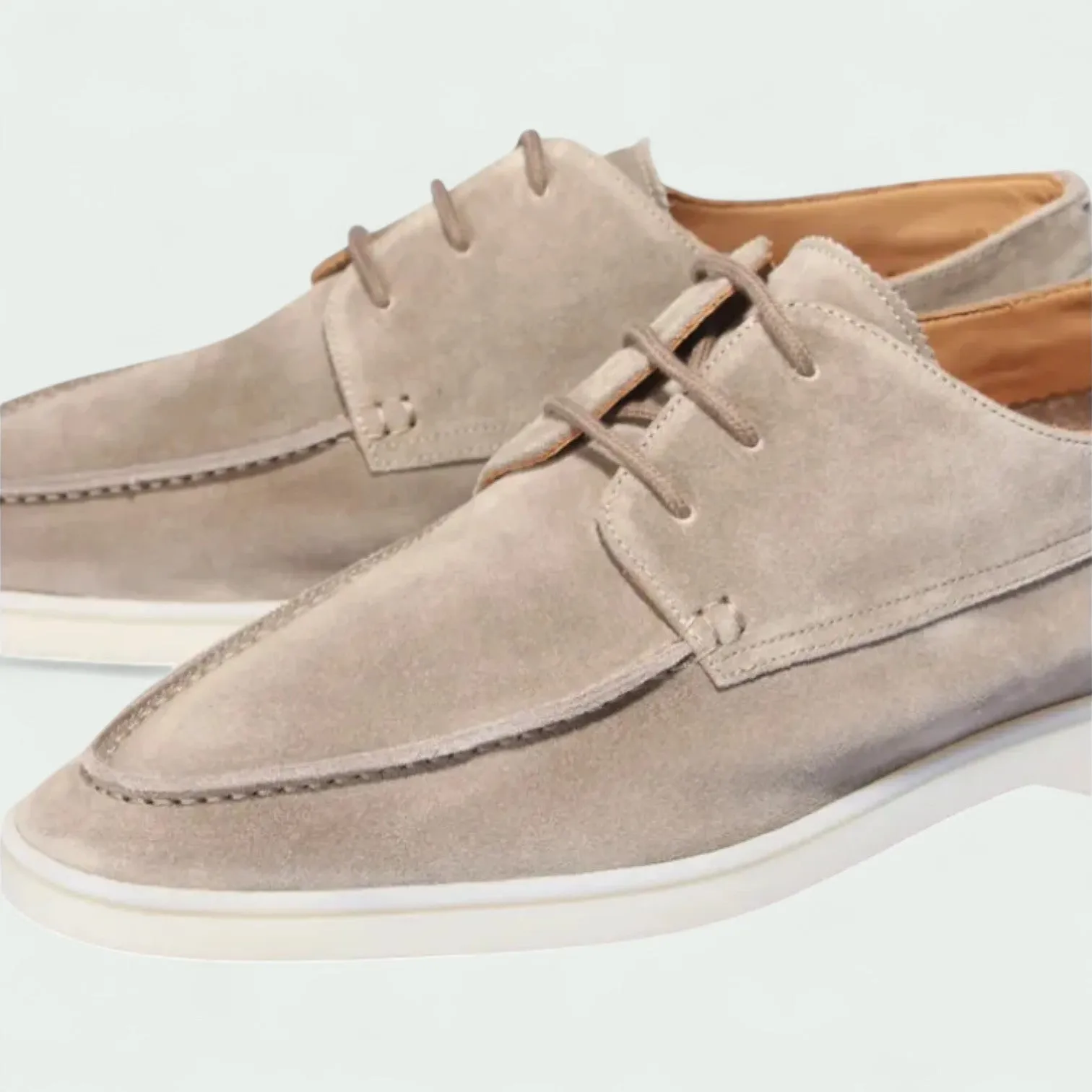 Strazoro | Men's Suede Loafers - Lace-Up Moccasin Design with Flexible Sole