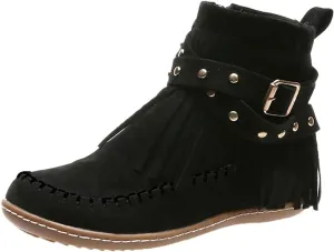 Suede Cowboy Boots Women Short Western Boots Suede Fringe Boots Flat Moccasin Boots Tassel Boots Hippie Boots