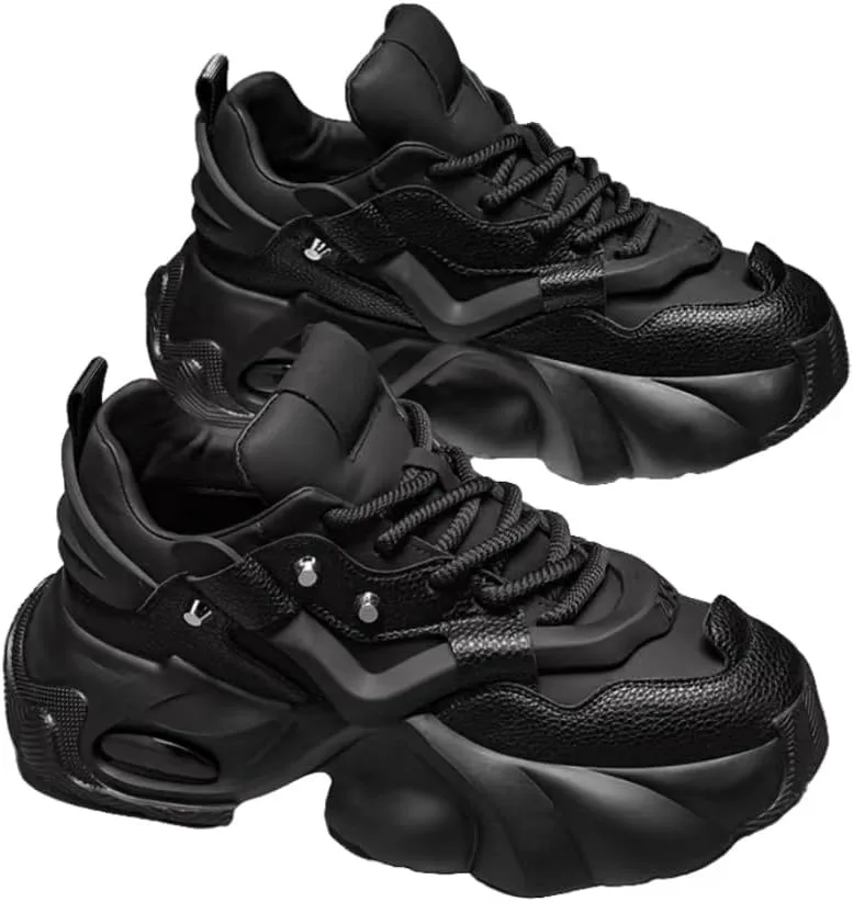 Summer Men's High-Top Sneakers: Durable Thick Sole Lace-Up Casual Shoes for Outdoor & Everyday Wear