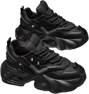 Summer Men's High-Top Sneakers: Durable Thick Sole Lace-Up Casual Shoes for Outdoor & Everyday Wear