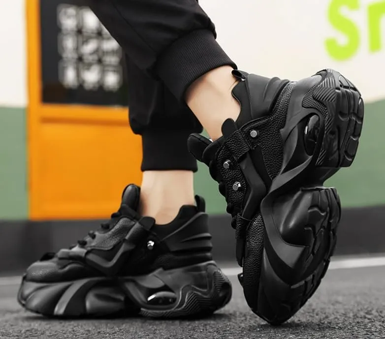 Summer Men's High-Top Sneakers: Durable Thick Sole Lace-Up Casual Shoes for Outdoor & Everyday Wear