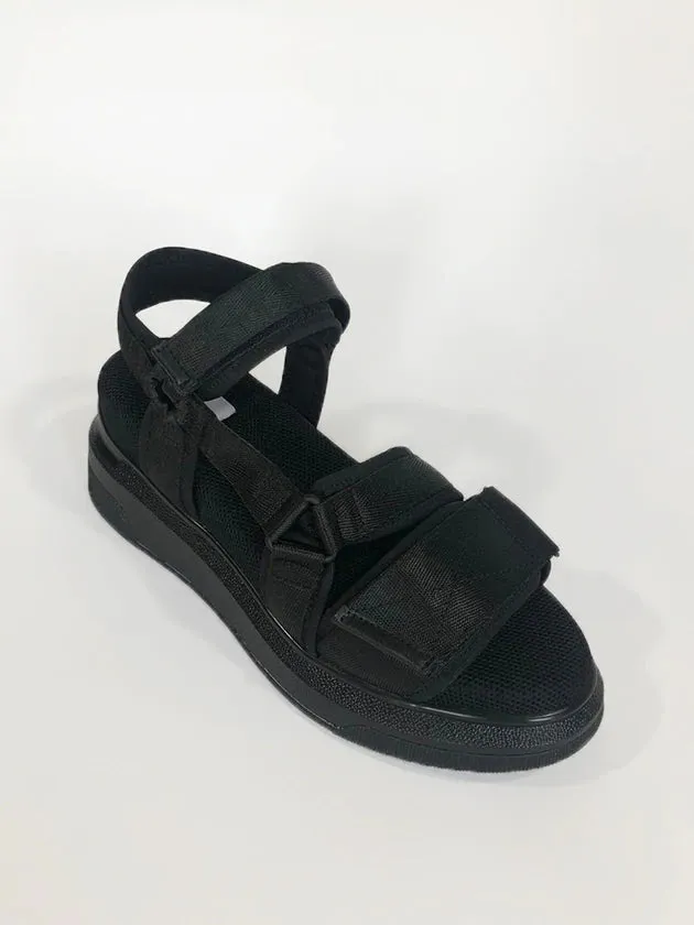 Suzanne Rae Vegan Padded Velcro Sandal - Black
