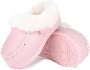 Toddler Kids House Shoes Slippers with Memory Foam Fuzzy and Warm Cozy Comfort Fleece Clog Slip On Sole Protection for Boys Girls Indoor Outdoor